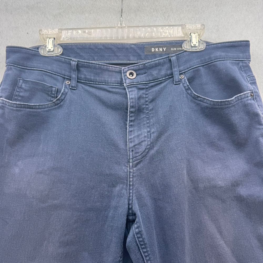 DKNY Slim Straight Chino Pants Mens Blue Casual Comfort Stretch W34 L30‎ - Picture 2 of 16